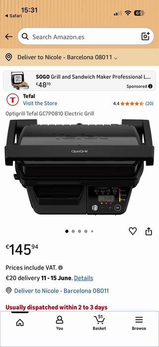 Grill eléctrico Tefal OptiGrill GC7P0810