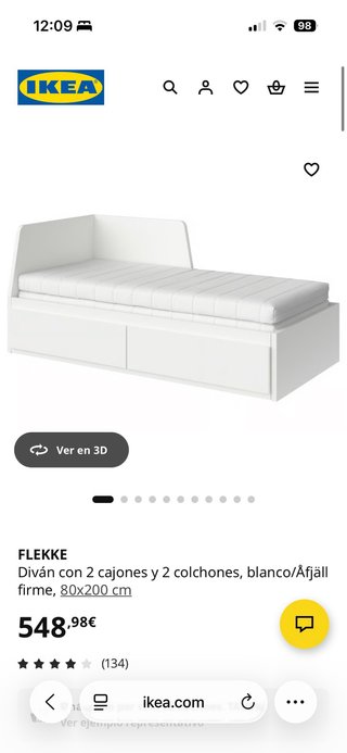 Urgente:Cama Diván IKEA Flekke Blanca+2 Colchones