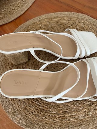 Zapatos blancos tacón bajo alpargata para boda, 41