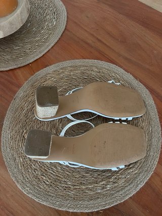 Zapatos blancos tacón bajo alpargata para boda, 41