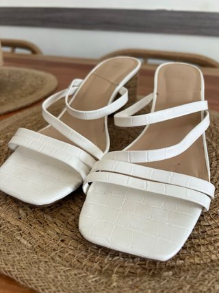 Zapatos blancos tacón bajo alpargata para boda, 41