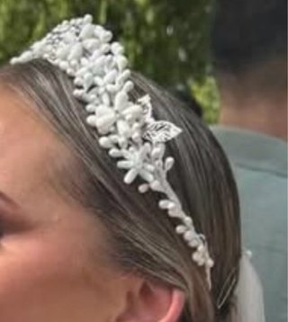 Tiara de Novia Plata y Blanco