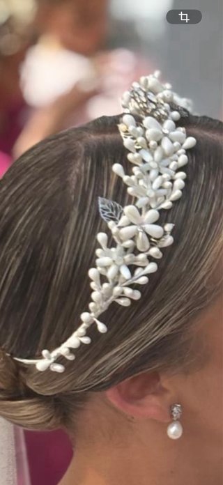 Tiara de Novia Plata y Blanco