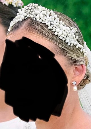 Tiara de Novia Plata y Blanco