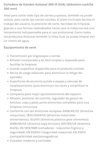 Cortafiambres Manconi Kolossal Dual 350 IK Dual