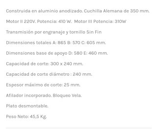 Cortafiambres Manconi Kolossal Dual 350 IK Dual