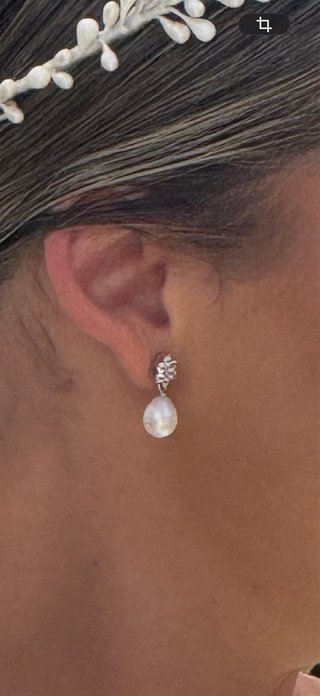 Pendientes de novia con perla y circonitas