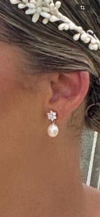 Pendientes de novia con perla y circonitas