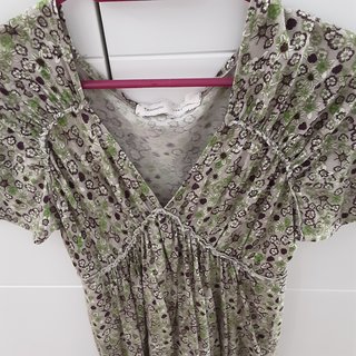 Vestido Tintoretto verde y marrón floral