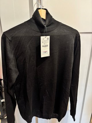 Jersey Zara Cuello Alto Negro Talla M