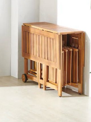 Conjunto mesa y 4 sillas madera exterior