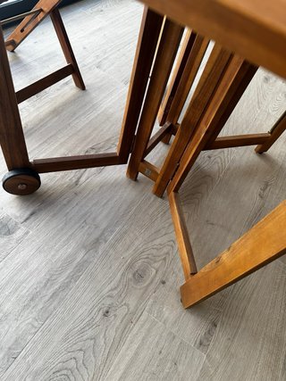 Conjunto mesa y 4 sillas madera exterior