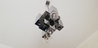 Lampadario cubi vintage metallo e vetro