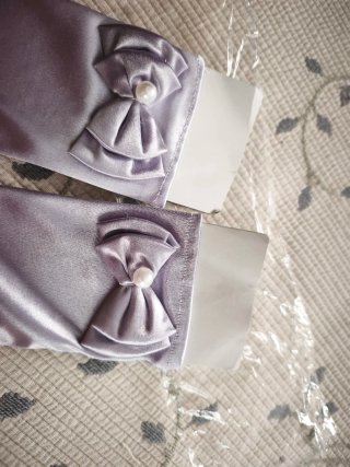 Guantes de satén para niña con lazo