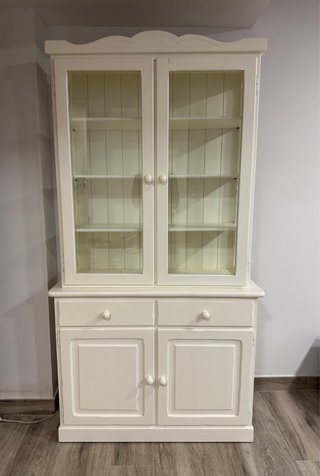 Alacena m/vitrina de madera blanca