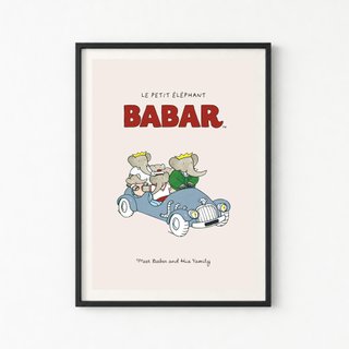 TR - 30x40 Poster Babar in Auto con Famiglia