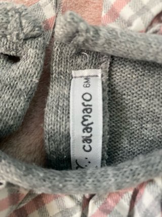 Conjunto bebé niña gris y cuadros
