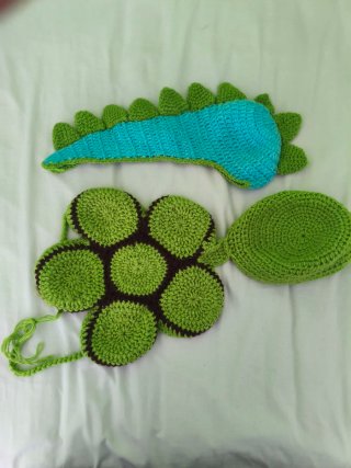 Disfraz crochet bebé foto dinosaurio
