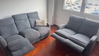 Sofá Reclinable Gris 3 Plazas + 2 Plazas
