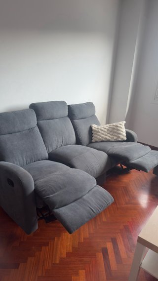Sofá Reclinable Gris 3 Plazas + 2 Plazas