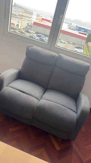 Sofá Reclinable Gris 3 Plazas + 2 Plazas