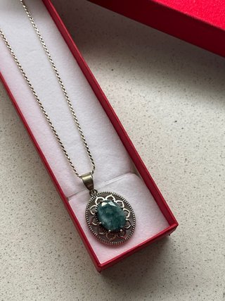 Collana con ciondolo verde/azzurro in argento 925
