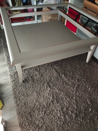 Mesa baja elevable cristal y madera