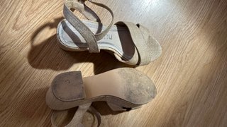 Lote 2 pares zapatos tacón beige