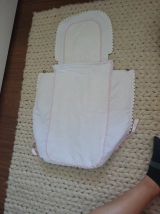 Vestiduras Capazo Gemelar Blanco y Rosa