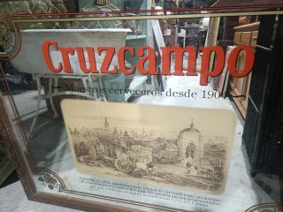 Cuadro espejo vintage cerveza CRUZCAMPO