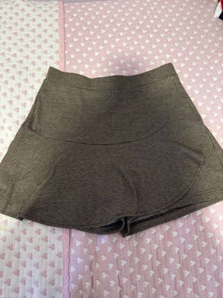 Falda pantalón cuadros beige y marrón