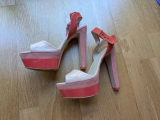 Sandalias Tacón Plataforma Rosas y color coral