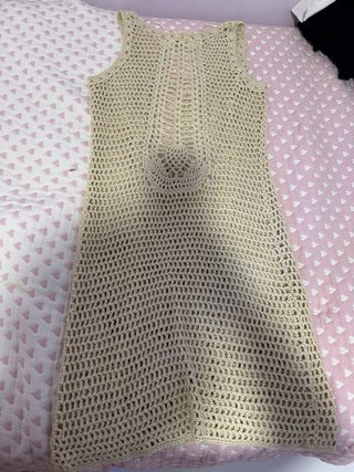 Vestido beige de crochet talla única