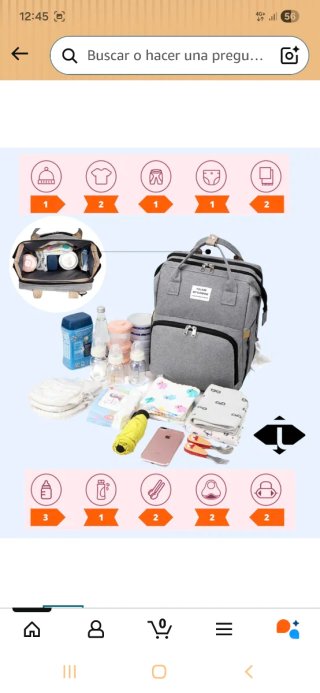 Mochila cambiador bebé gris