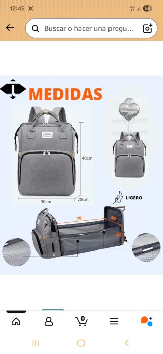 Mochila cambiador bebé gris