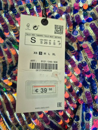 Falda Zara lentejuelas asimétrica Talla S