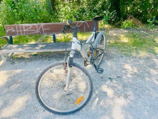 Bicicleta Decathlon MTB Doble Suspensión Gris