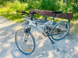 Bicicleta Decathlon MTB Doble Suspensión Gris