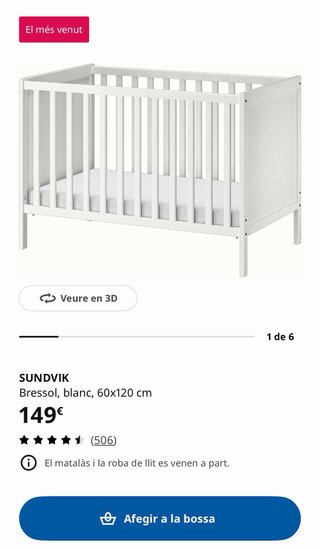 Cuna Ikea Sundvik Blanca + Colchón
