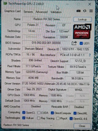 AMD Radeon RX560 4GB Tarjeta Gráfica
