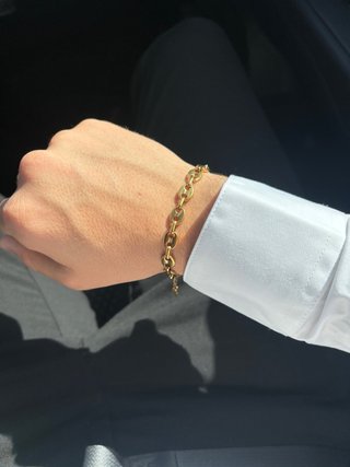 Pulsera bañada en oro 18k estilo granos de café