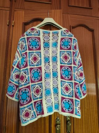 Chaqueta ganchillo multicolor talla XXXL