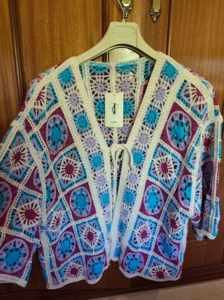 Chaqueta ganchillo multicolor talla XXXL