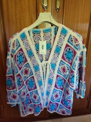 Chaqueta ganchillo multicolor talla XXXL