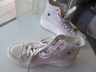 Converse lila pastel plataforma alta blanca