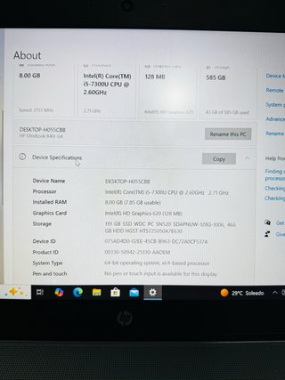 Portátil HP i5 7ª Gen Plata