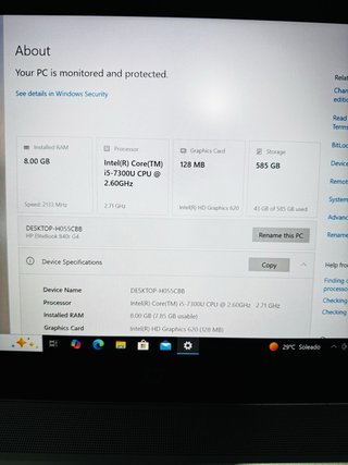 Portátil HP i5 7ª Gen Plata