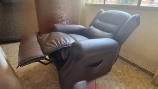 Sillón reclinable eléctrico de piel