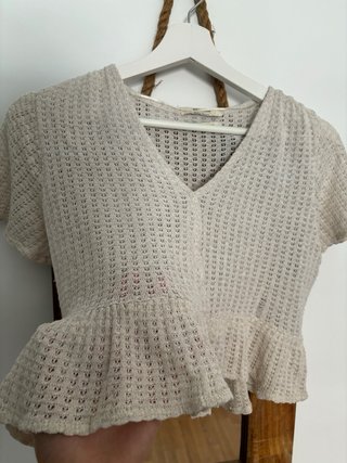 Top Crochet Beige Mujer Talla S