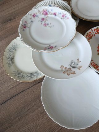 12 Piattini Porcellana Misti Oro Bianco